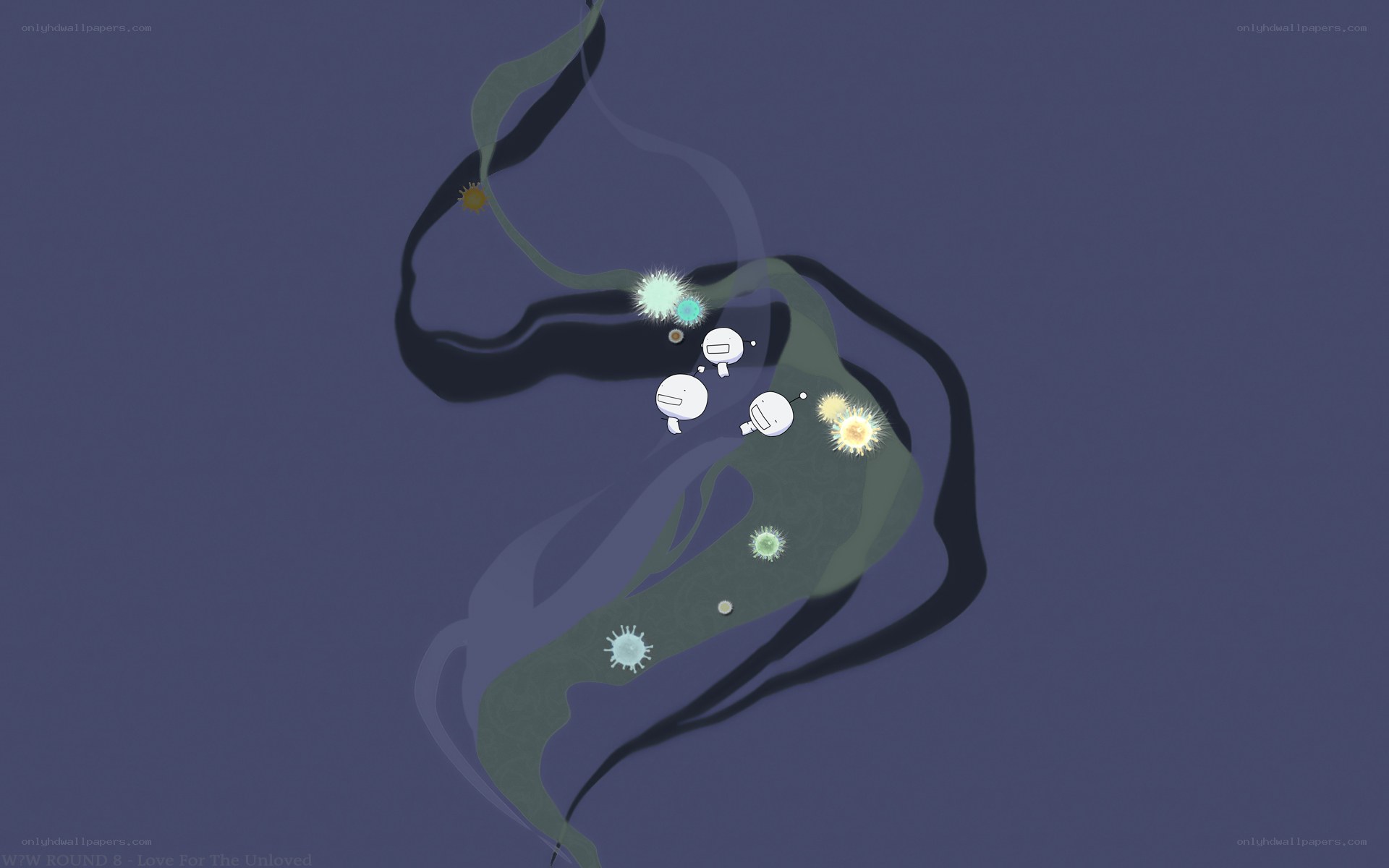 Abstract characters in a dark space