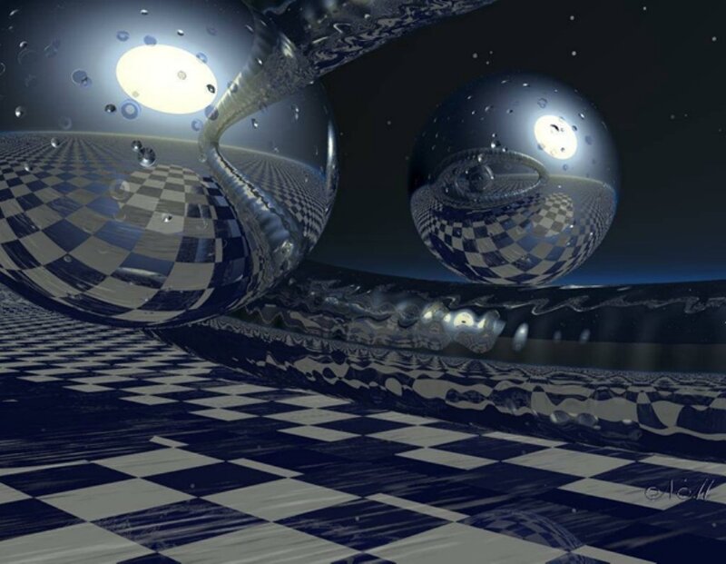 Abstract checkered spheres