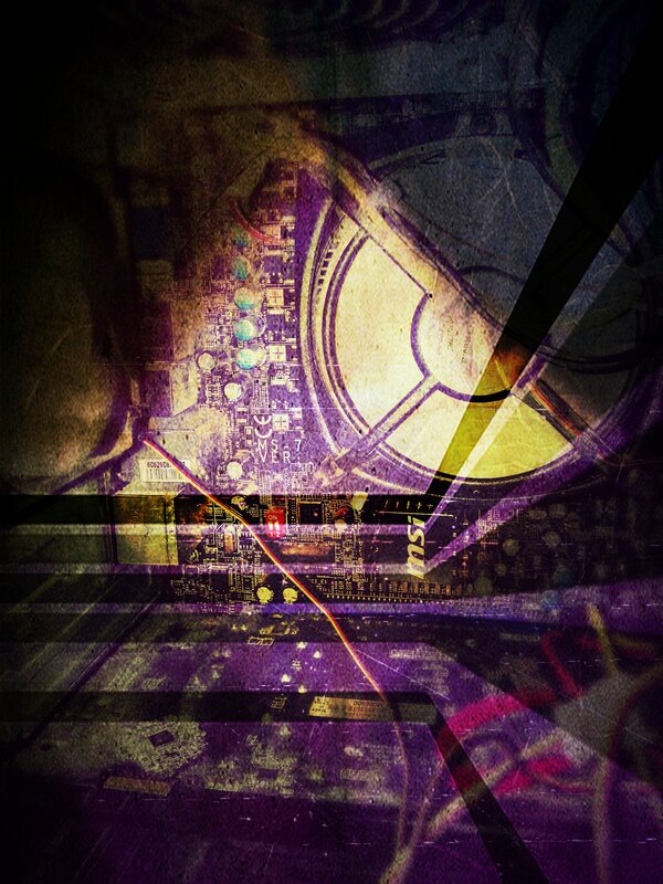 abstract circuit board collage
