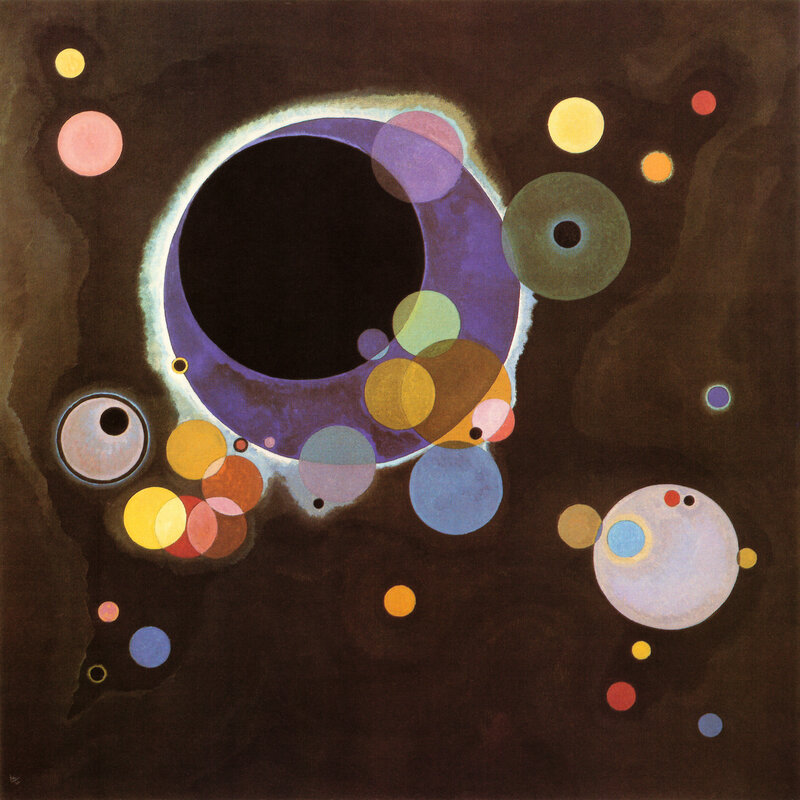 Abstract circular forms on dark background