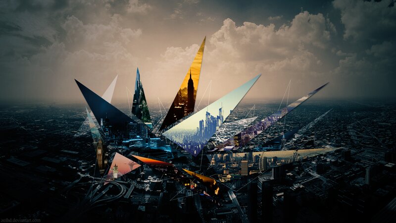 Abstract City Collage — Gray