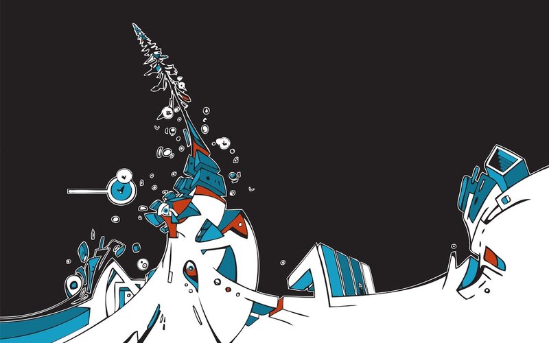abstract city explosion art
