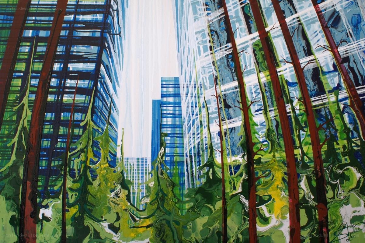 Abstract city forest painting