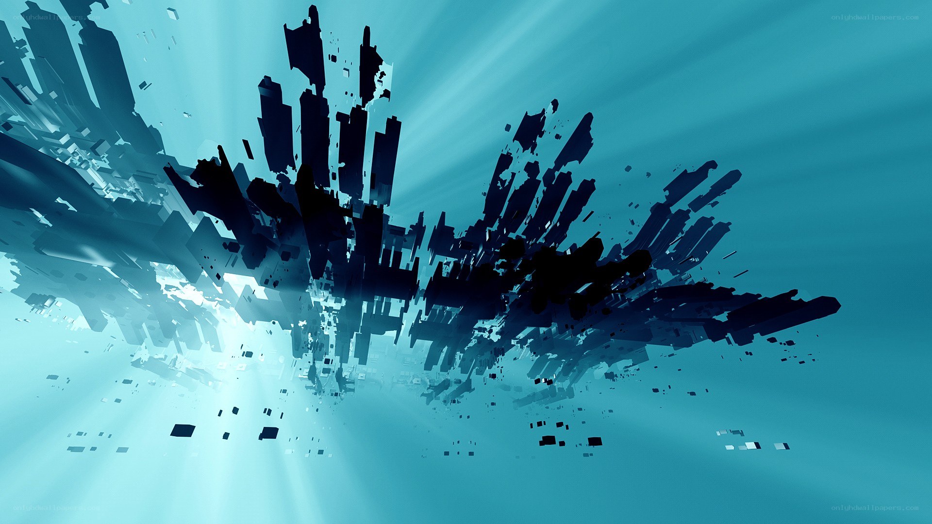 abstract city in light beams