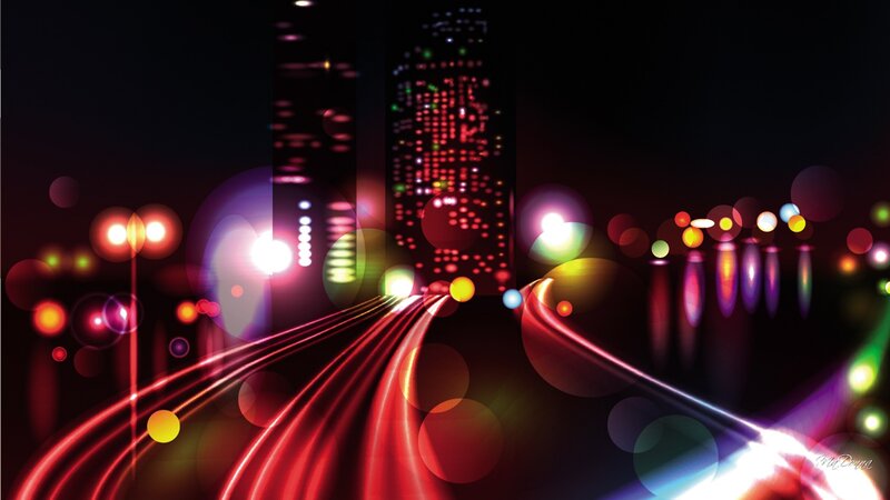 Abstract City Lights — Red