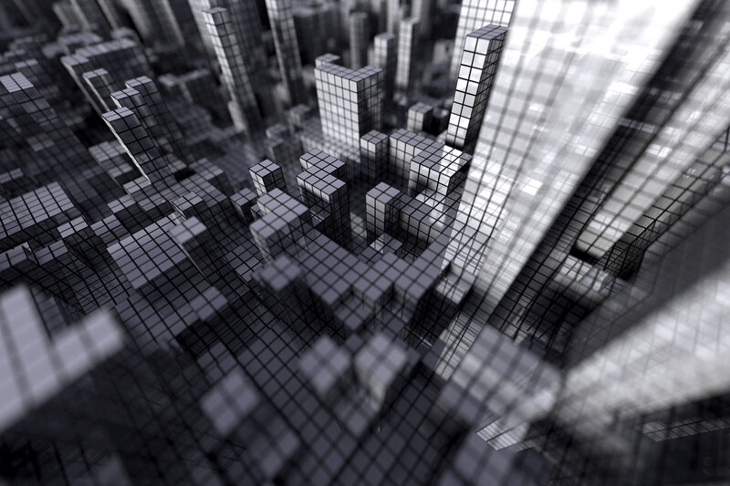 abstract city of cubes