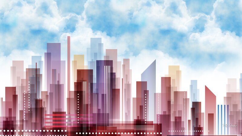 Abstract City Skyline — Red