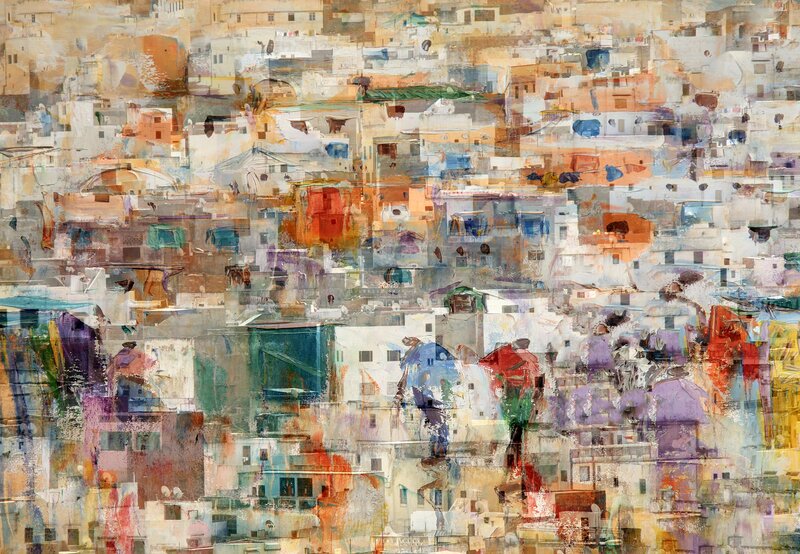Abstract Cityscape Collage — White