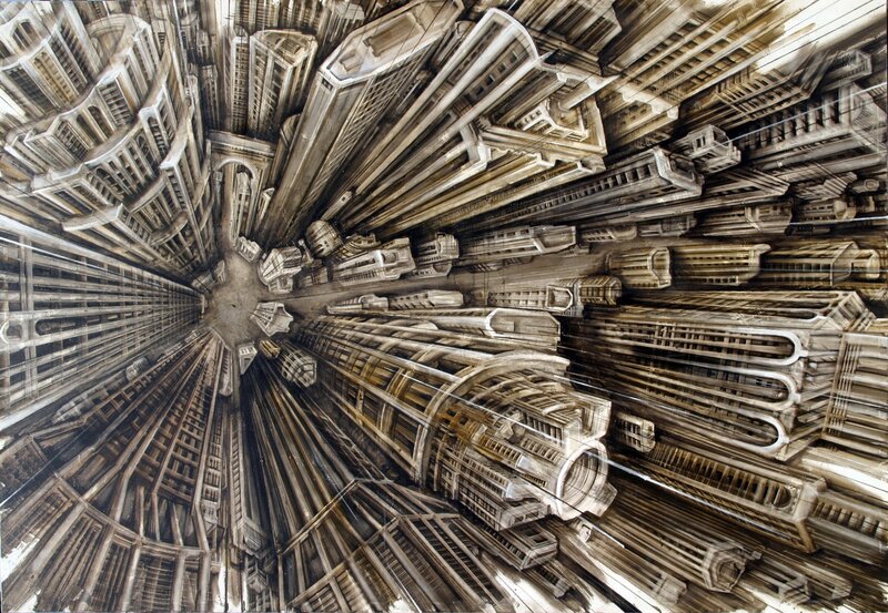 Abstract Cityscape Drawing