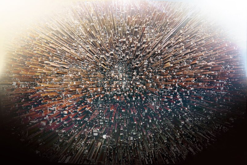 Abstract Cityscape Explosion — Brown