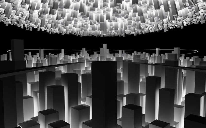 abstract cityscape in monochrome