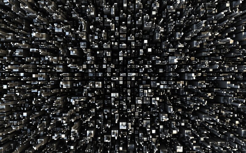Abstract Cityscape of Blocks — Black