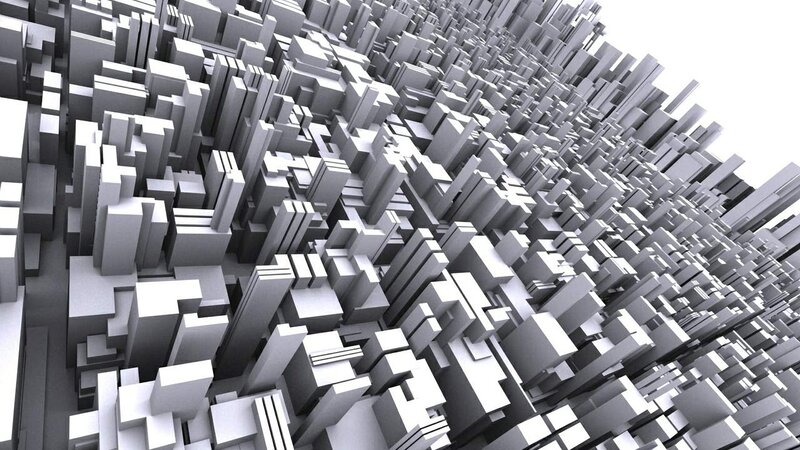 abstract cityscape of geometric blocks