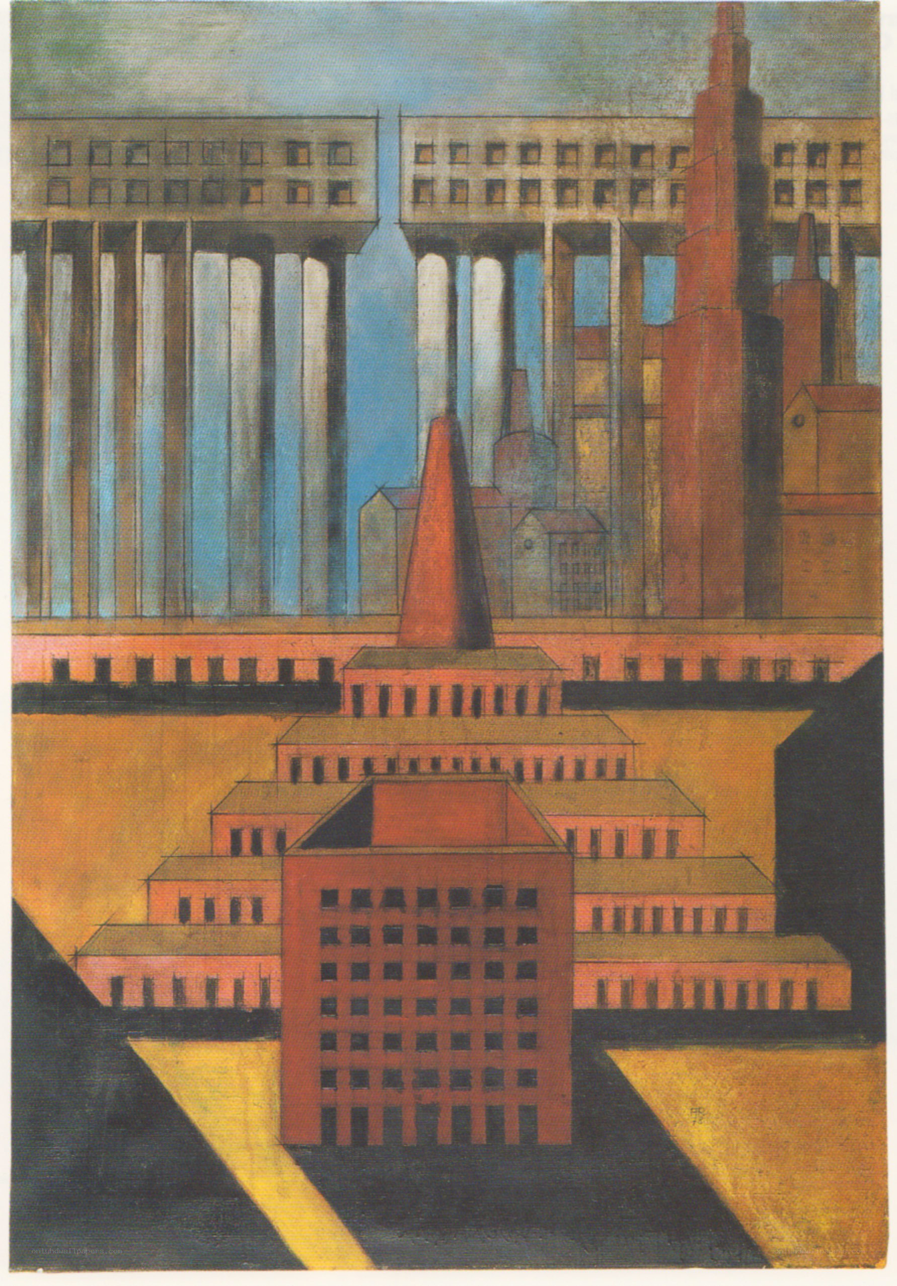 Abstract cityscape painting