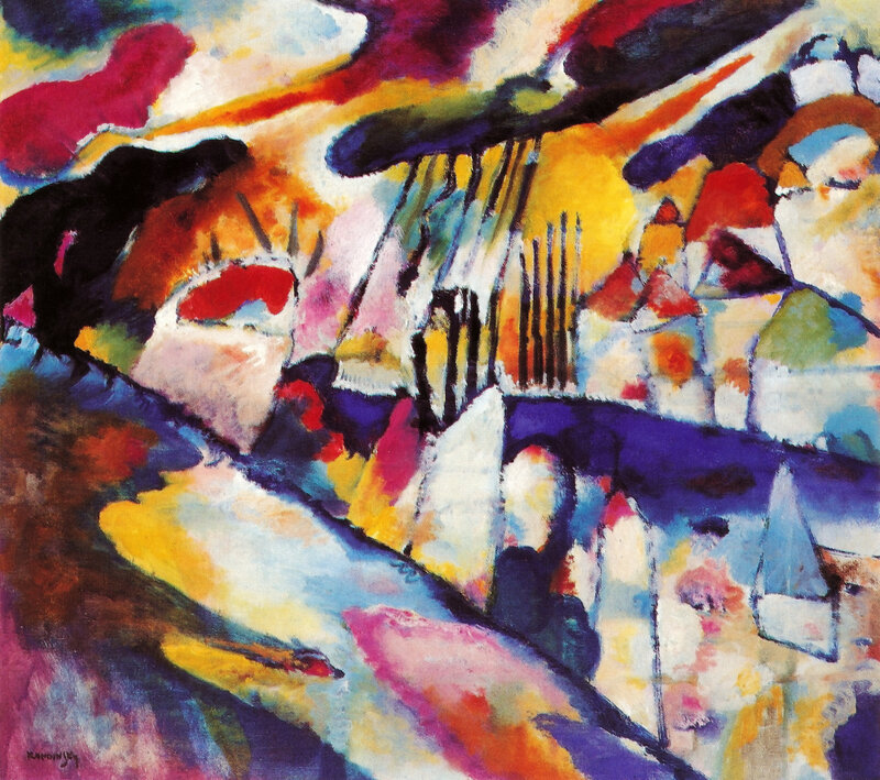 Abstract cityscape painting