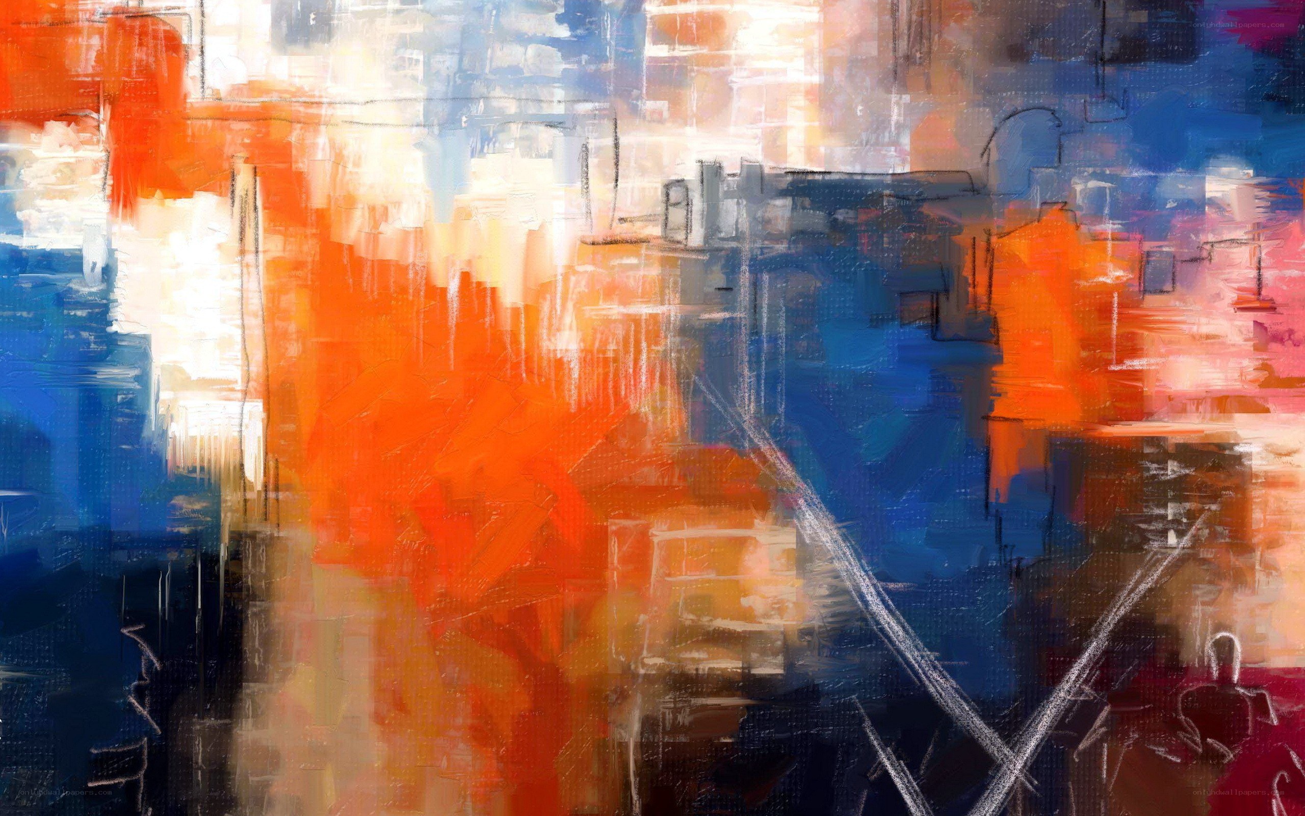 Abstract cityscape painting