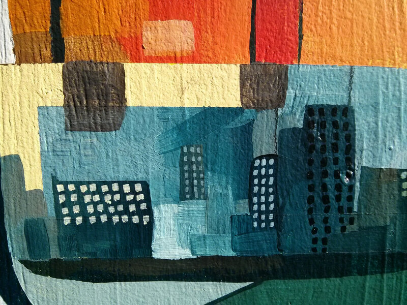Abstract Cityscape Painting — Blue, Calm