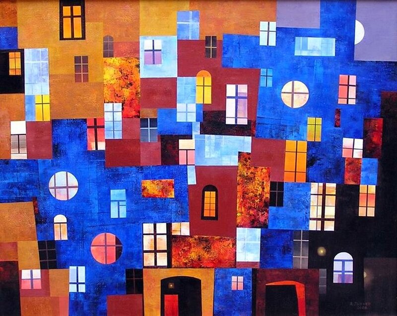 Abstract Cityscape Painting — Blue