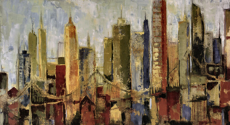 Abstract Cityscape Painting — Gray