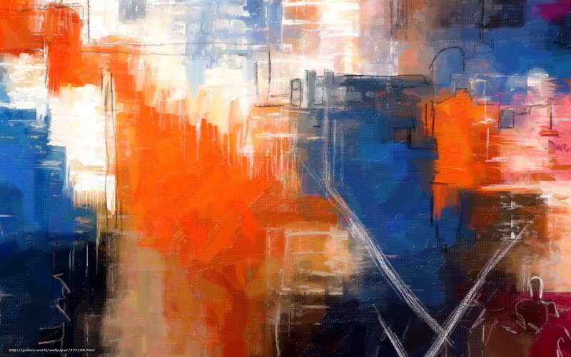 Abstract cityscape painting