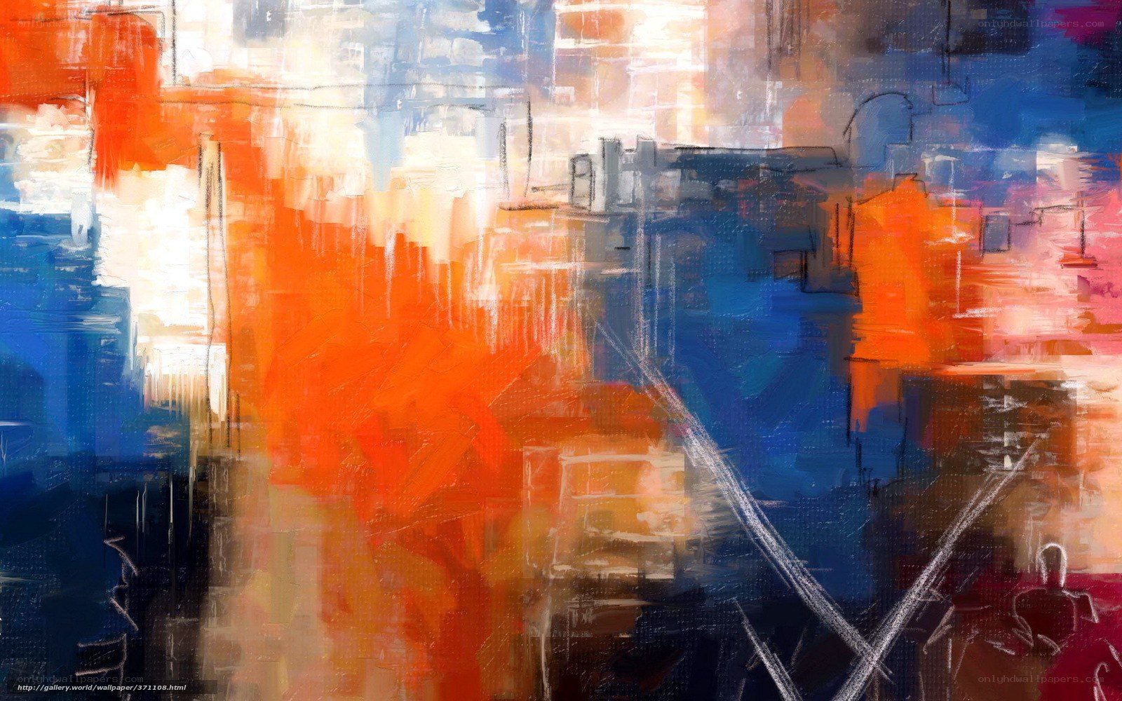 Abstract cityscape painting