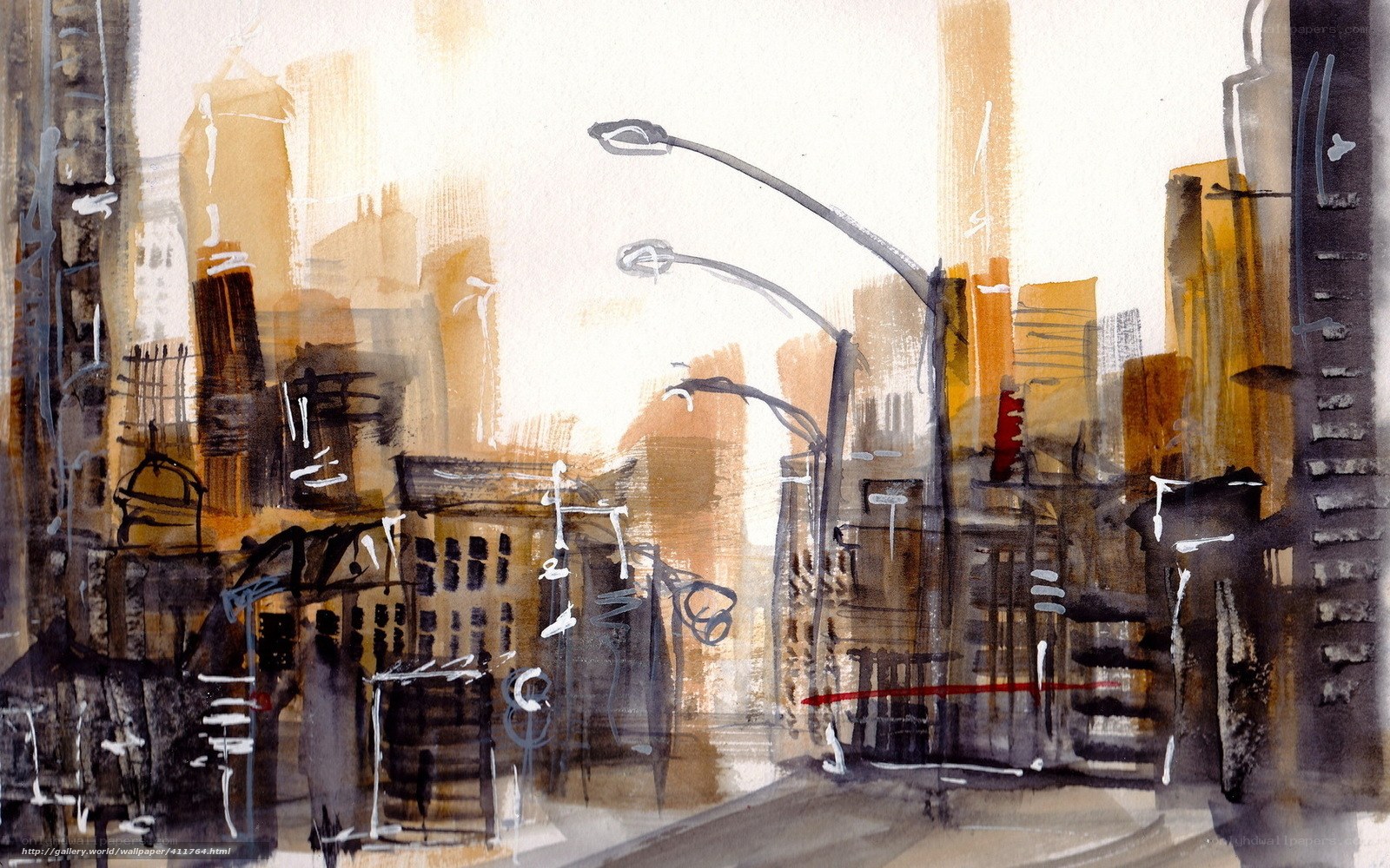 abstract cityscape watercolor