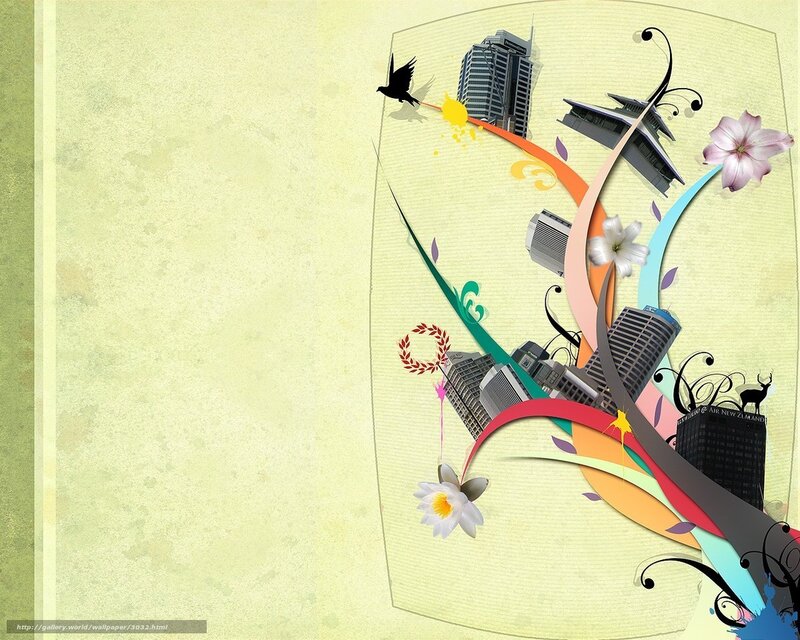 abstract cityscape with flowers
