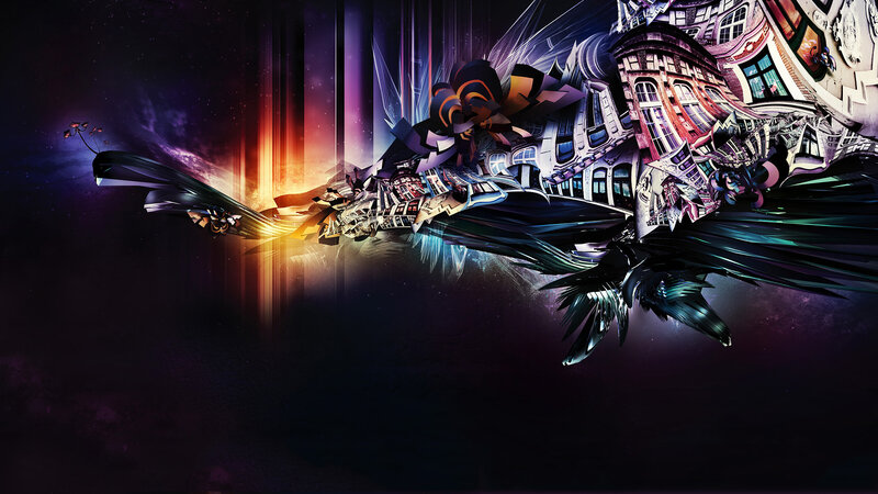 abstract cityscape with glowing light