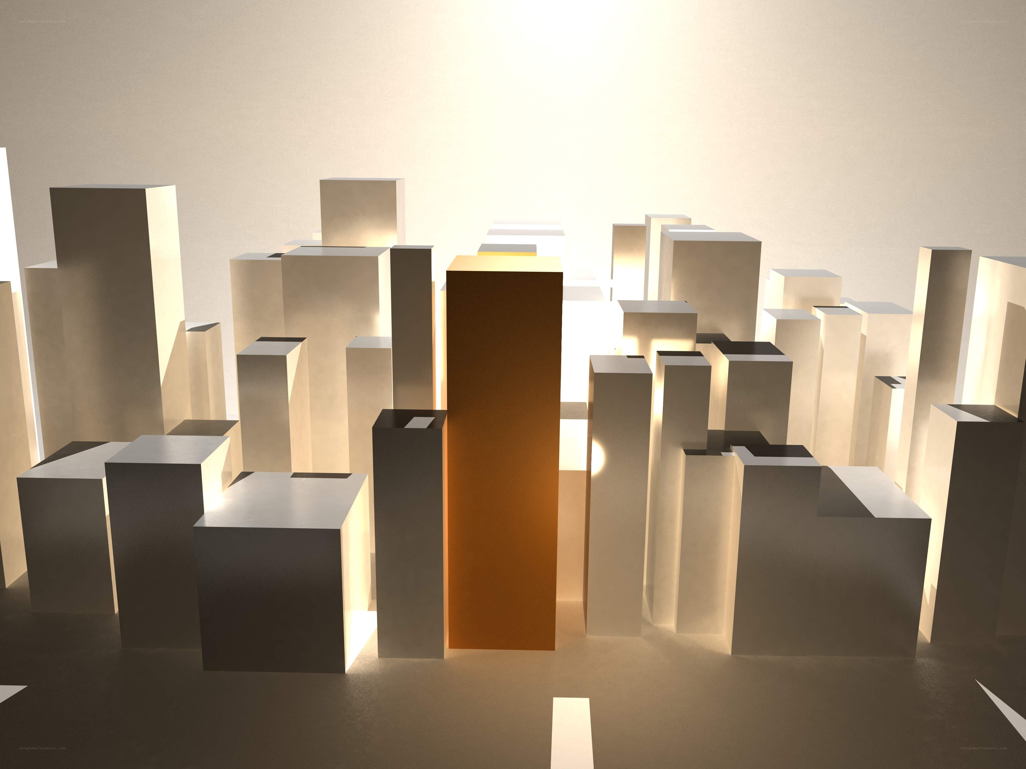 abstract cityscape with golden tower