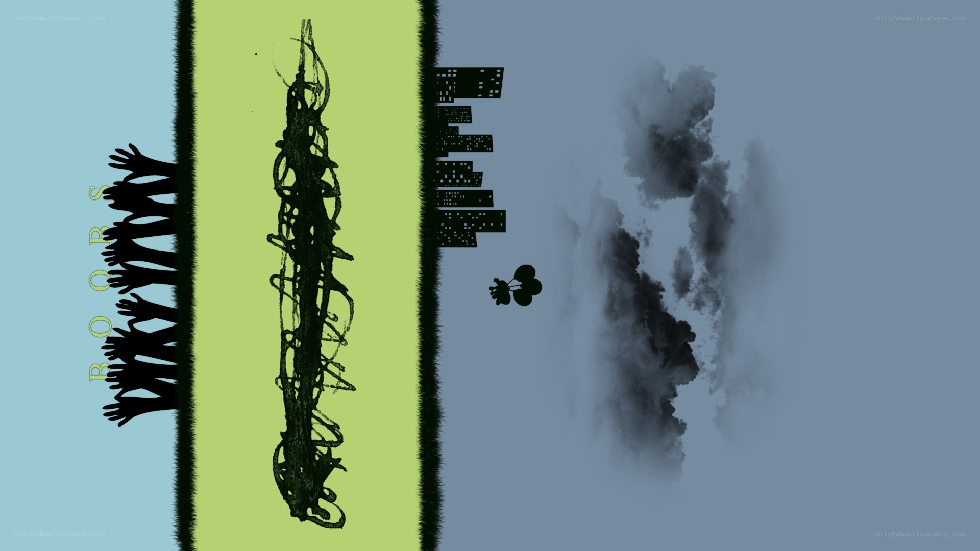 abstract cityscape with silhouettes