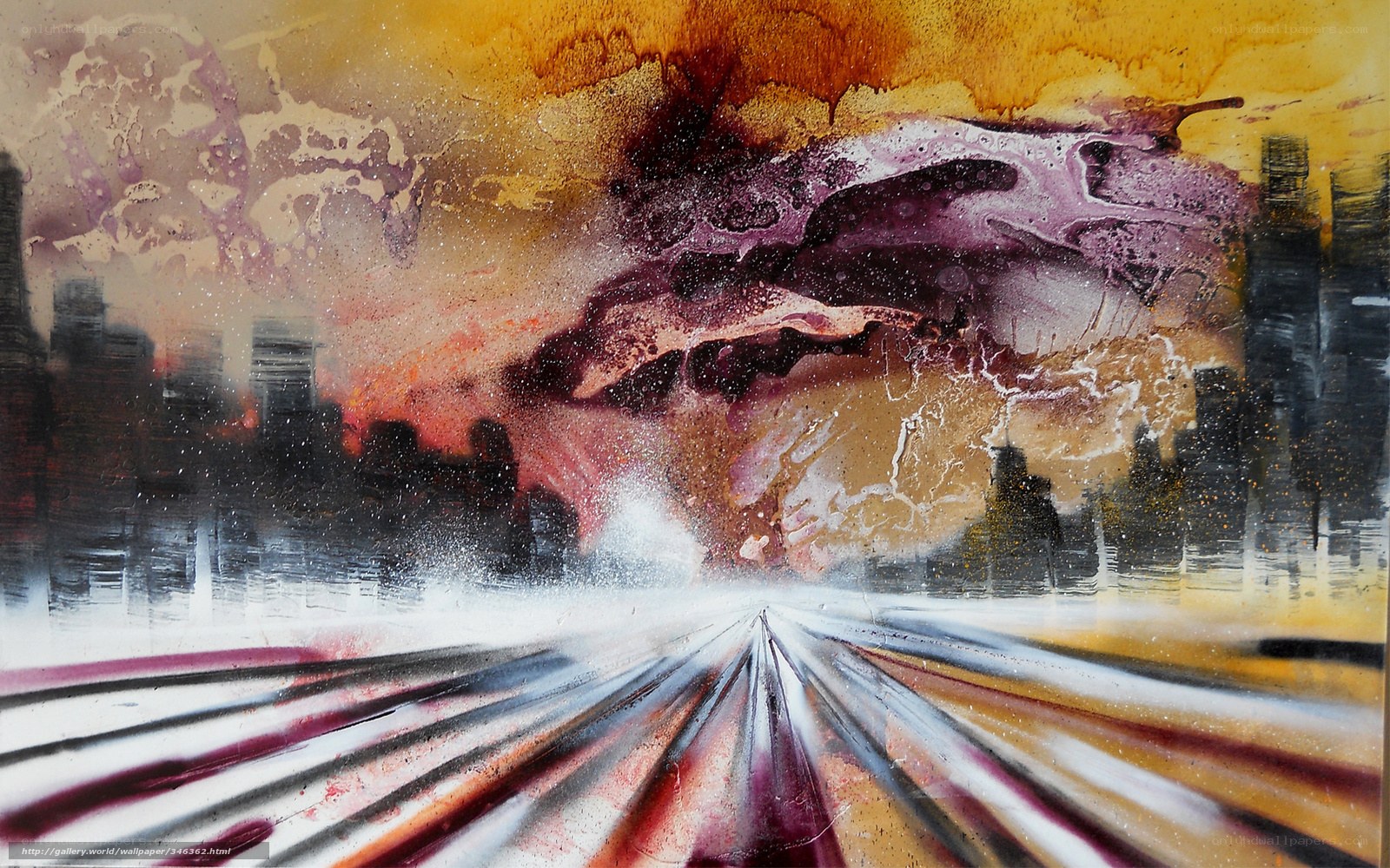 Abstract cityscape with vibrant colors