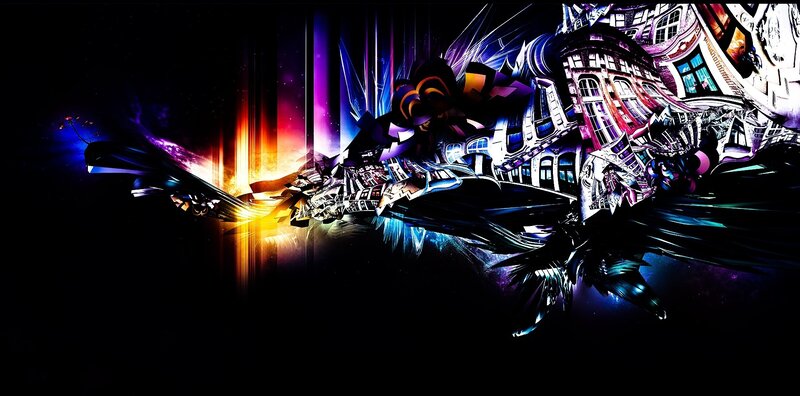 abstract cityscape with vibrant lights