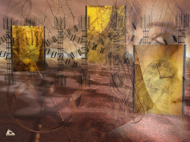 Abstract clock collage art