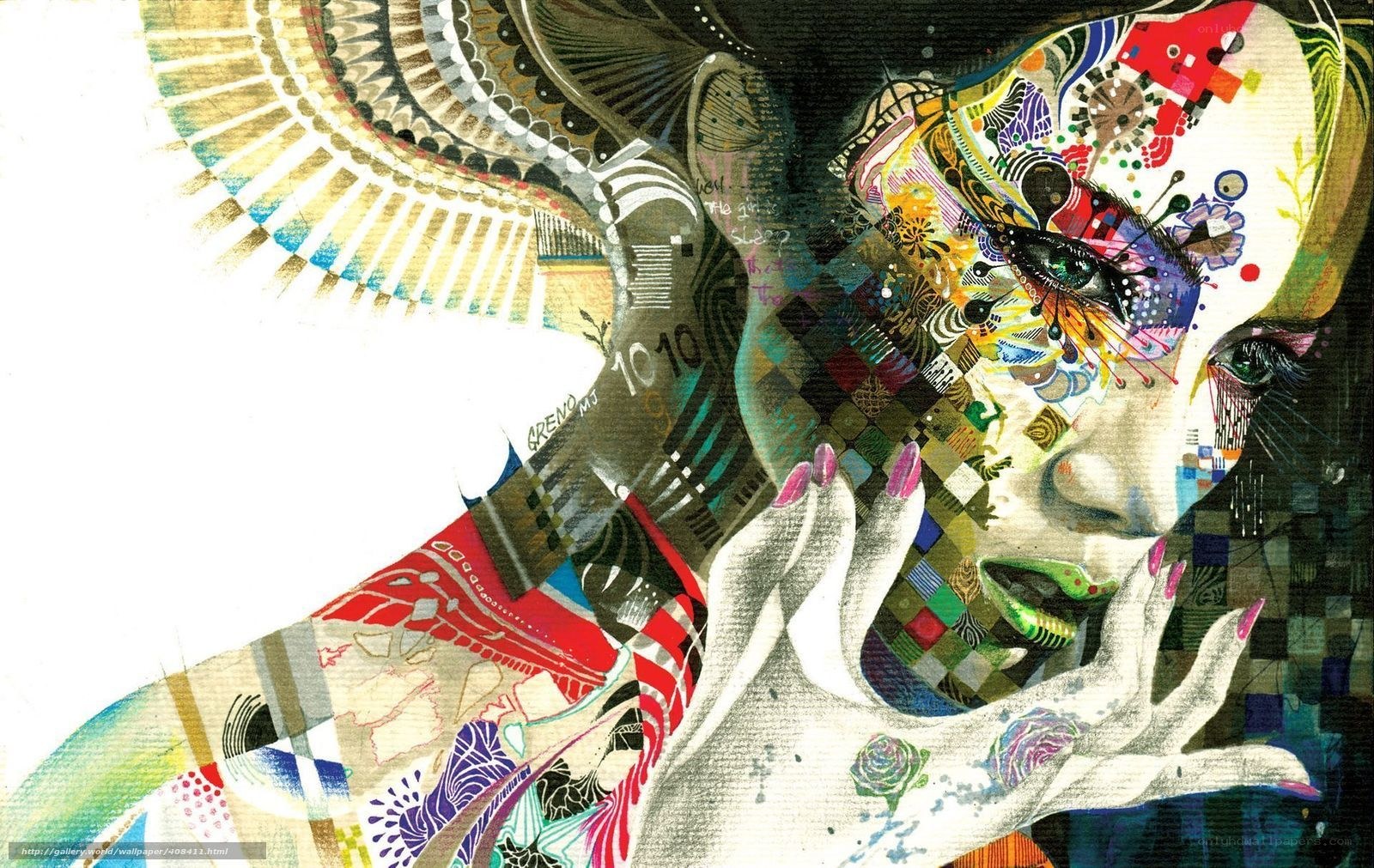 abstract collage of a woman's face