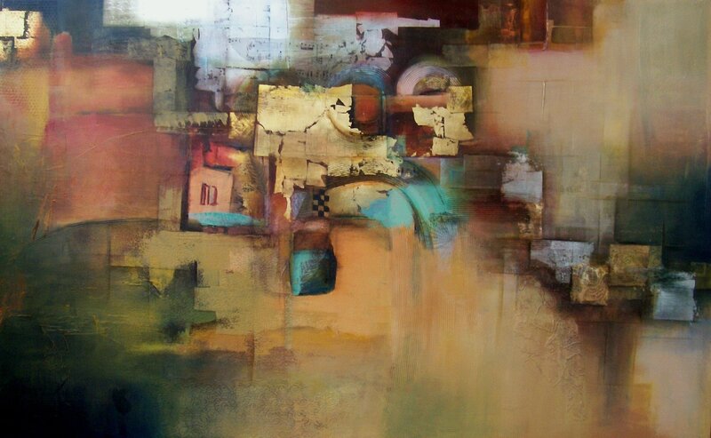 Abstract Collage Painting — Brown