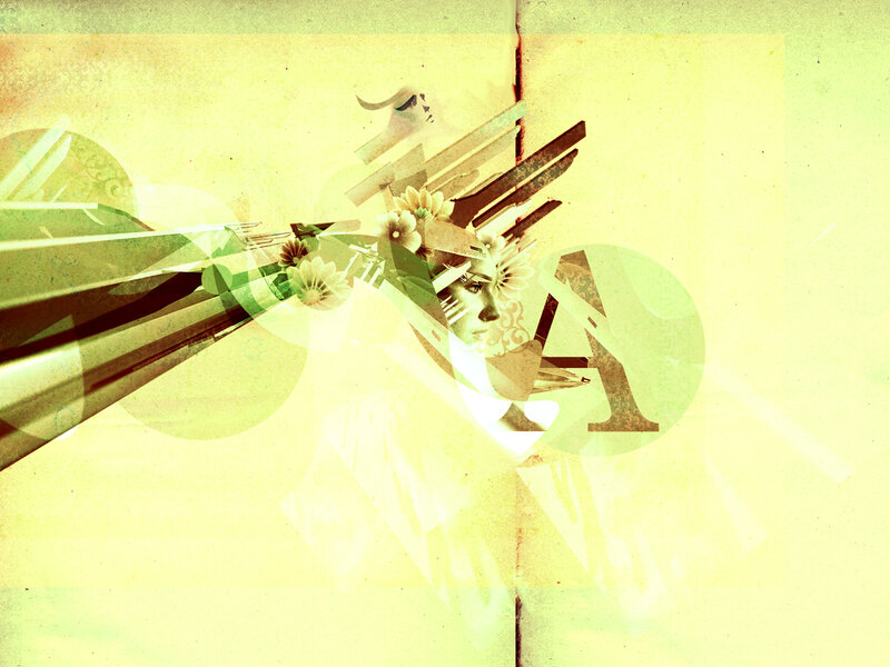 abstract collage with floral elements