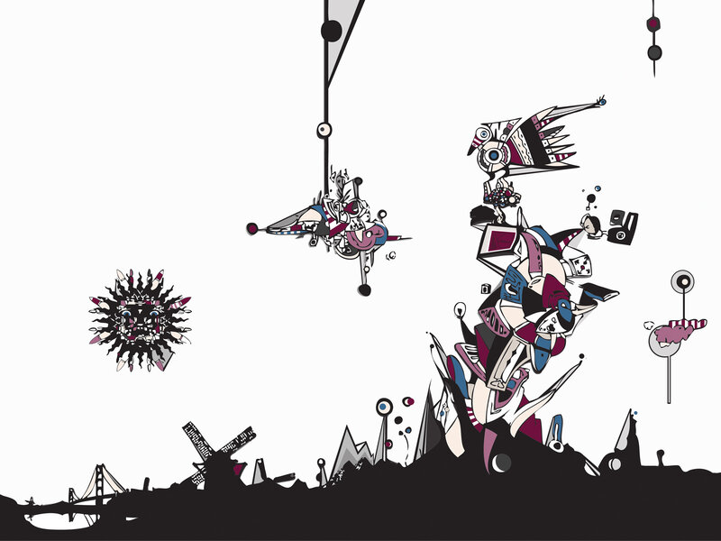 abstract collage with surreal figures