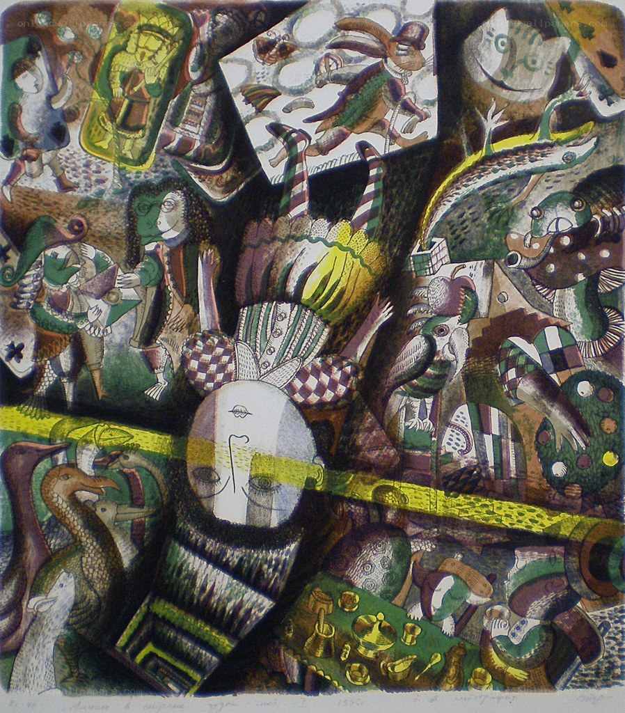 Abstract collage with whimsical figures