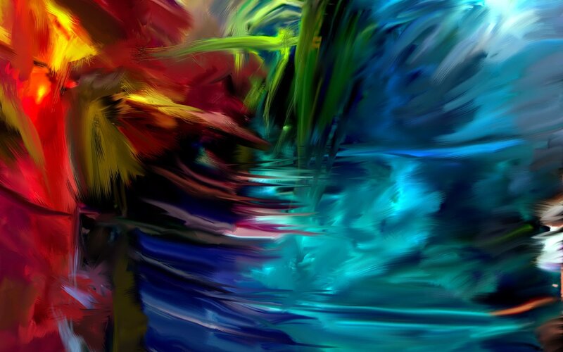 Abstract Color Swirl — Red, Dynamic, Digital Art