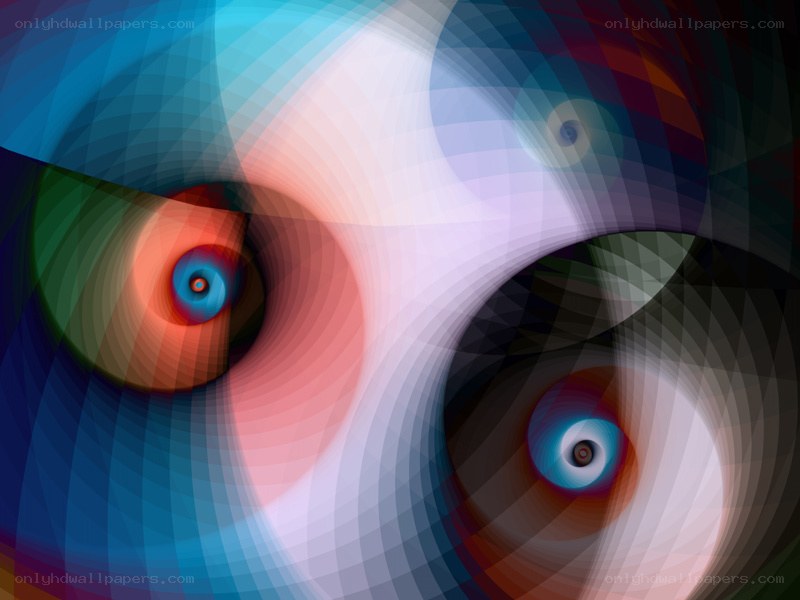 Abstract color swirls with eye-like patterns