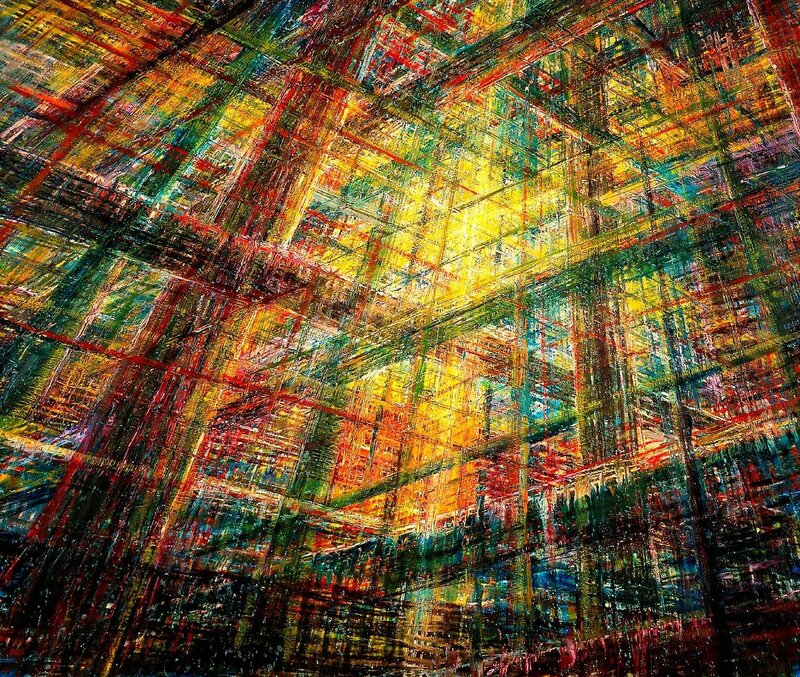 Abstract colorful brushstroke painting