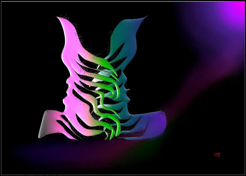 Abstract Colorful Figure — Pink