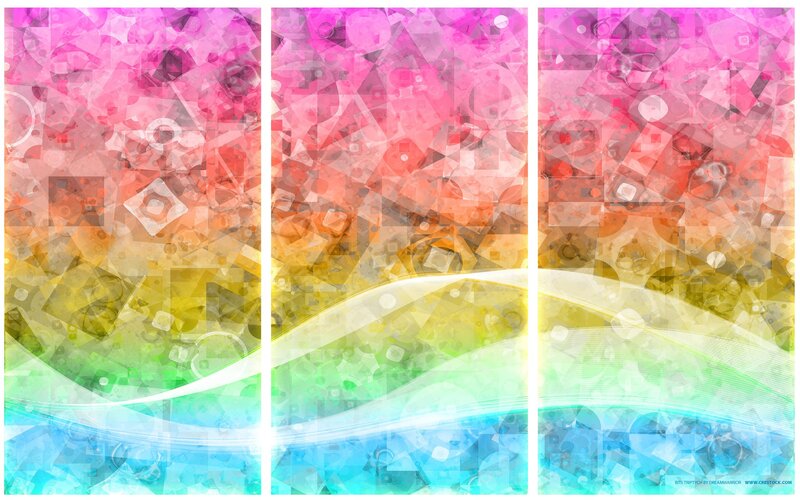 abstract colorful geometric triptych