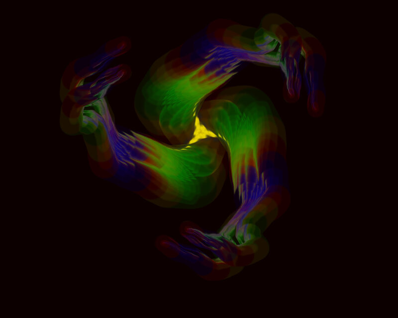 Abstract colorful hand forms