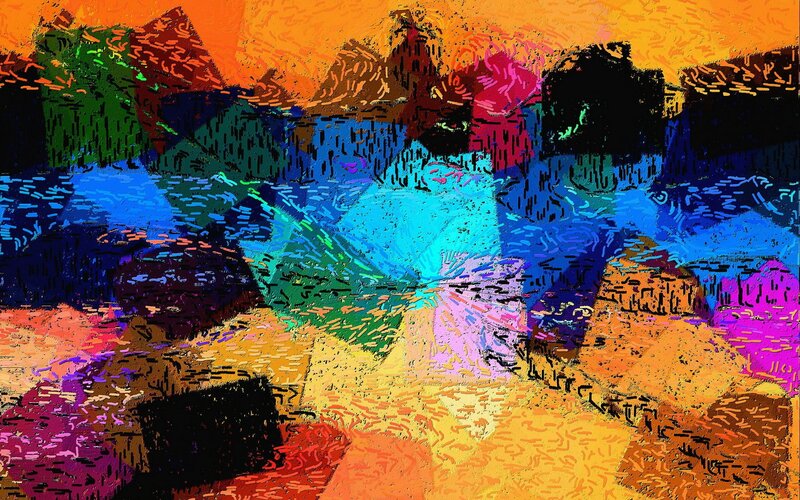 Abstract Colorful Landscape — Orange