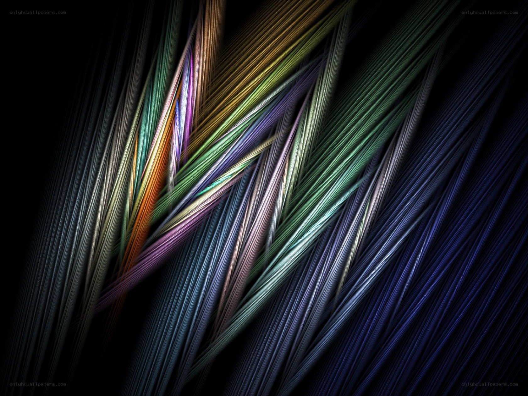 Abstract colorful lines on black