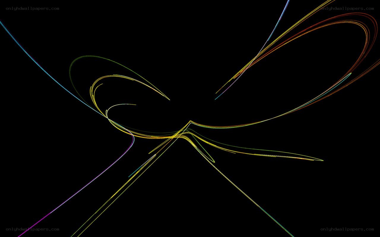 Abstract colorful lines on black