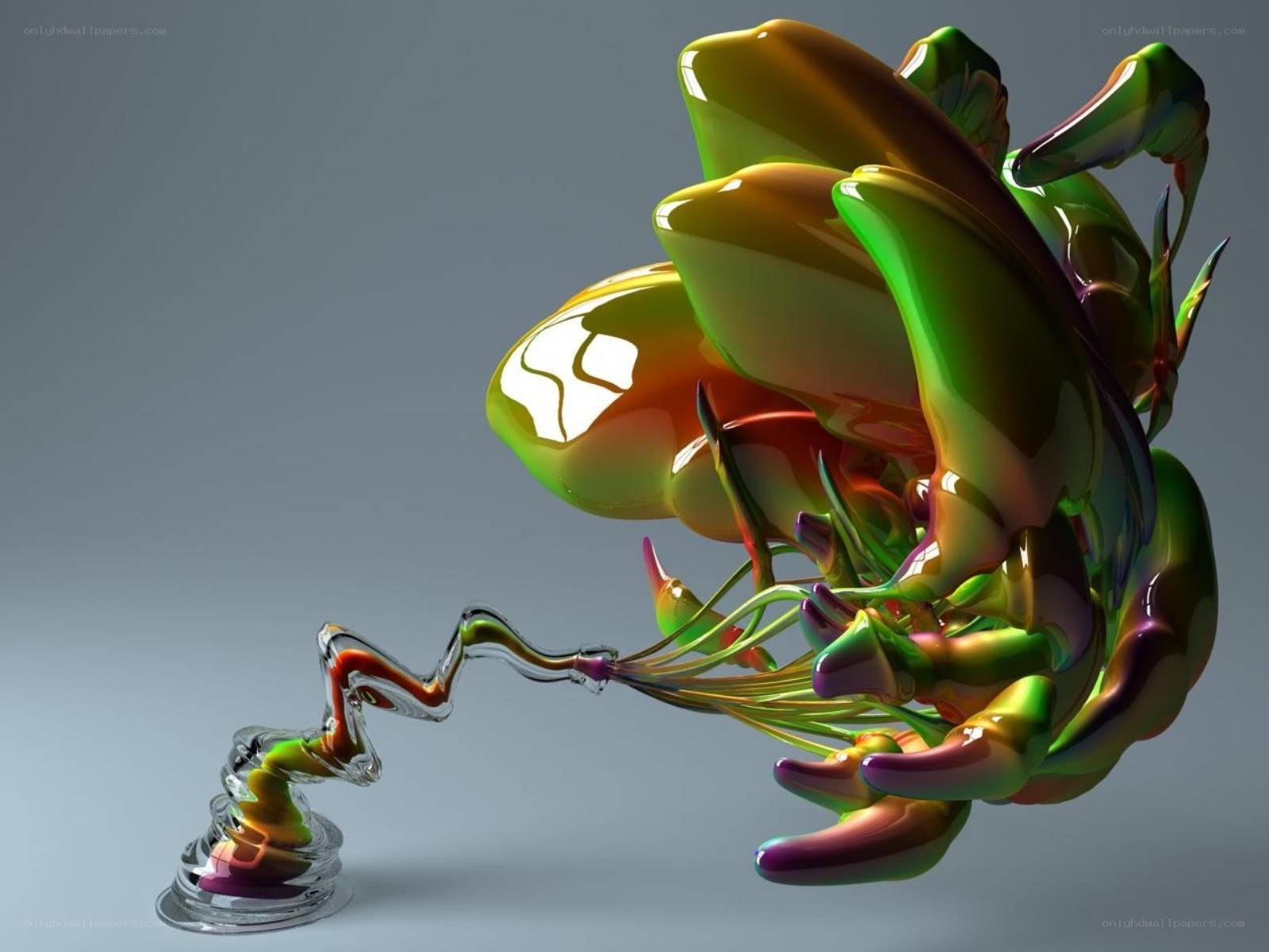 Abstract colorful liquid sculpture