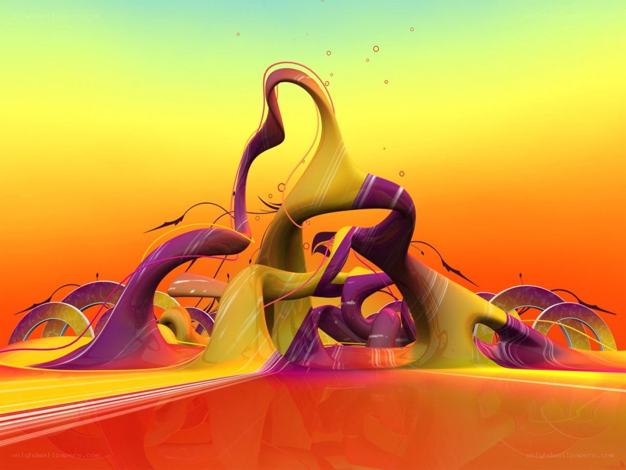 Abstract colorful liquid sculpture