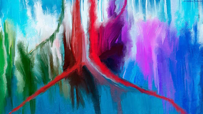 Abstract Colorful Painting — Blue, Dynamic